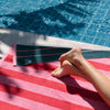 Femme serviette plage Pena rayure rose