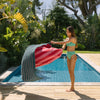 Femme serviette plage Pena rayure Rose