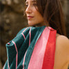 Femme serviette plage Pena rayure rose