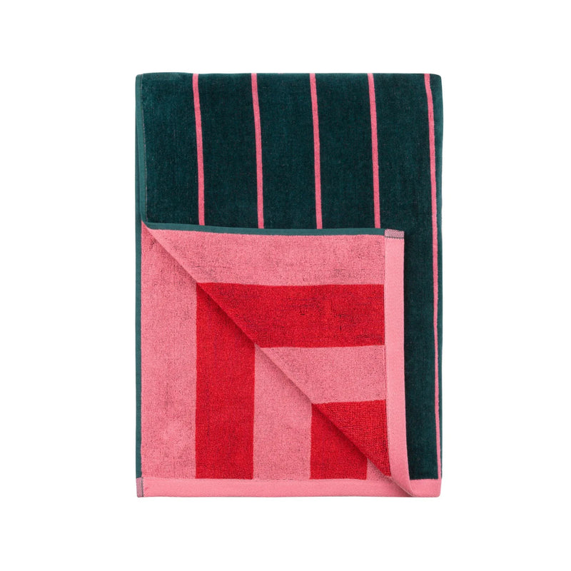 Serviette plage Pena rayure Rose